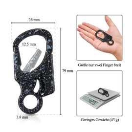 Ahiller Carabiner Key Ring Clip, 3 Inch Zinc Alloy Double Locking Keychain for Outdoor, Key Chain Style Carabiner Hook [Black Blue-2P]