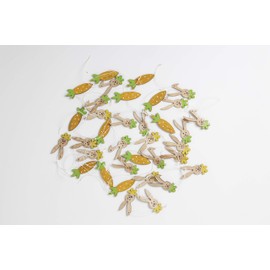 Heitmann Deco Wooden Easter Hanging Pendant, Rabbits and Eggs, Easter Decoration, Spring Decoration, 36 Pieces