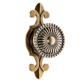 MUXSAM Kitchen Cabinet Knobs Pulls with Backplate, 2 in 1 Retro Round Metal Knob Pull Handle for Antique Dresser Drawer Cabinet Cupboard Wardrobe Door Room Hardware Decoration,5-Pack, Bronze