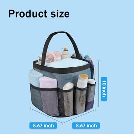 Mesh Shower Caddy Portable，Quick Dry Shower Caddy Bag for Bathroom, Beach,Gym（ 8Pockets）
