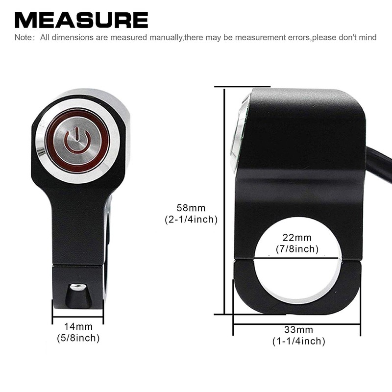 Jeemitery CNC Aluminum Motorcycle Handlebar Switch for 7/8" Bars, 12V
