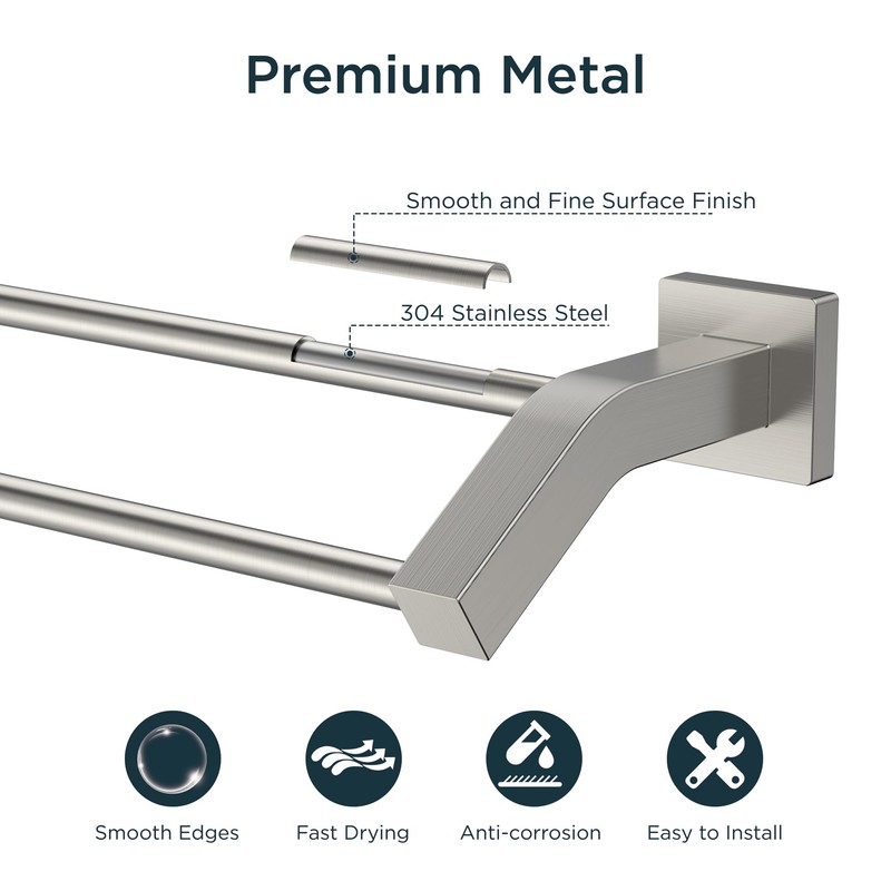 FORIOUS Double Towel Bar, 24 Inch Dual Towel Racks for