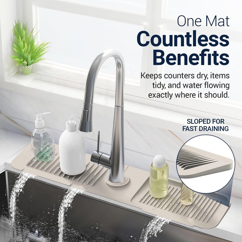 14.6” Silicone Faucet Mat For Kitchen Sink, Kitchen Sink Splash