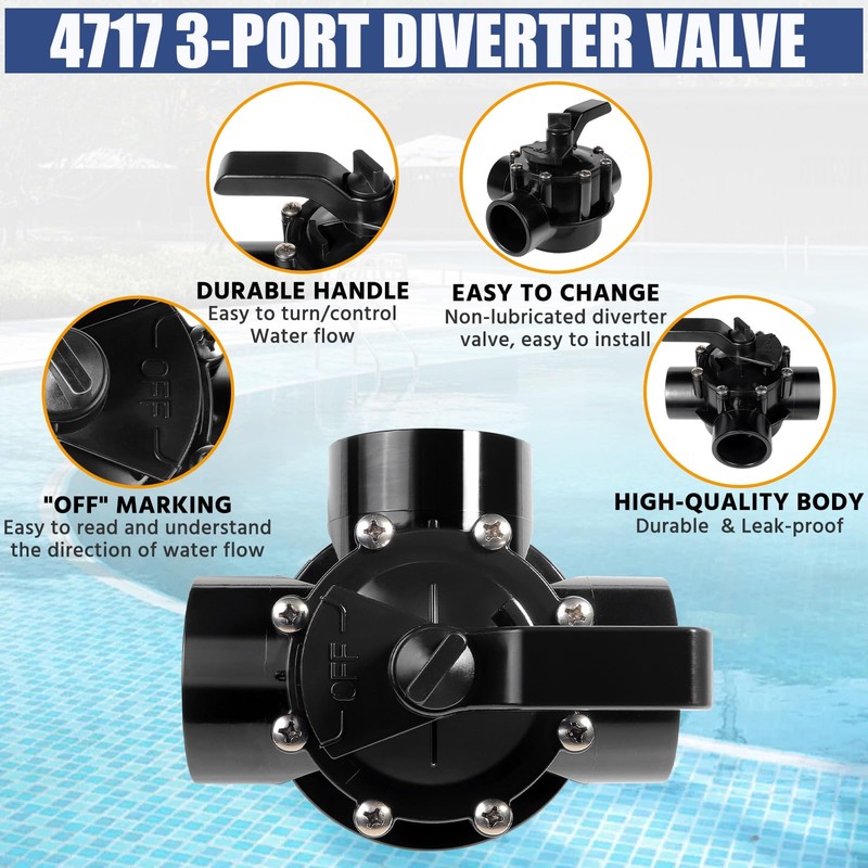 4717 3-Way Pool Diverter Valve Replacement for Jandy 4717, 2”