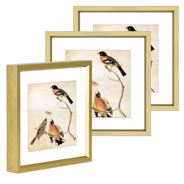 BKABOT 5x5 Picture Frame, Brass Metal Photo Frames with HD