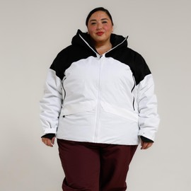Snow Country Outerwear Womens Plus Size 1X-6X Insulated Cami Snow Ski Jacket Coat (White/Black, 3X)