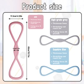Eastrpupira 3 Pack Figure 8 Resistance Bands for Women, Arm Resistance Bands for Women, for Working Out, Arm, Back, Fullbody Yoga Pulling Rope, Elastic Stretch Bands (Pink 15lbs Blue 25lbs Grey 35lbs)