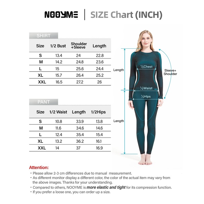 NOOYME Ropa interior térmica para mujer, capa base para mujer,