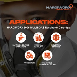 HARDIWORX 6006 Respirator Cartridges - Premium Multi-Gas/Vapor Filters for Superior Respiratory Protection, 1 Pair
