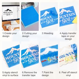 HTVRONT Stencil Permanent Adhesive Vinyl - 12” x 50 FT Light Blue Adhesive Stencil Vinyl Compatible with Cricut Cutting Machine & Silhouette Machine