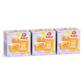 Katz Gluten Free Lemon Crème Filled Cupcakes | Dairy Free, Nut Free, Soy Free, Gluten Free | Kosher (3 Packs of 4 Crème Cupcakes, 7 Ounce Each)
