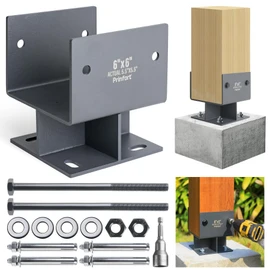 Stainless Steel 6"x6"(Actual 5.5"x5.5") Post Base Bracket Concrete U-Shape, Dry Set Concrete Post Anchor Bracket Heavy Duty 1Pack