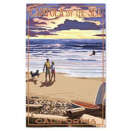 Lantern Press 16x24 Inch Giclee Print, Capitola, California, Capitola By the Sea Sunset Beach Scene