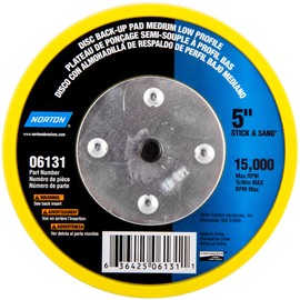 Norton Pressure Sensitive Adhesive Medium Low-Profile Pad, 5" Diameter, 15000 rpm (Pack of 5)