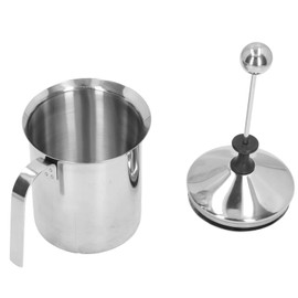 Hapivida Manual Milk Frother, Double Layer Stainless Steel Hand Pump Milk Foamer Pitcher with Heat-Resistant Handle for Cappuccino Latte Coffee, 800ML