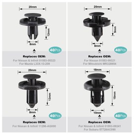 URMECCH Nylon Engine Bumper Fender Liner Clips for Nissan/Infiniti Push Type Retainer Fastener Rivet Splash Shield Body Bolts U-Nuts Replace 01553-05323 01553-09321 01553-09241 11296-AG000 (190x)