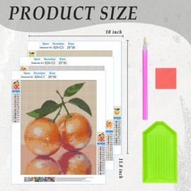 JWVK Fruit Diamond Art Kits 3 Pack, Trendy Funky Retro Disco Orange Citrus Ball Aesthetic DIY Diamond Gem Painting Art Kits for Girls Kids Adults Beginners, Fruit Decor 10x11.8 Inch