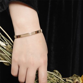 MILAKOO Women's Bangle Silver Gold Black Pink Stainless Steel Bracelet Women Oval Bangle 6/8 mm Bracelet, Stainless Steel