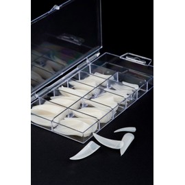 KM Nails 100 Stiletto Tips Natural Assorted Colours in Box