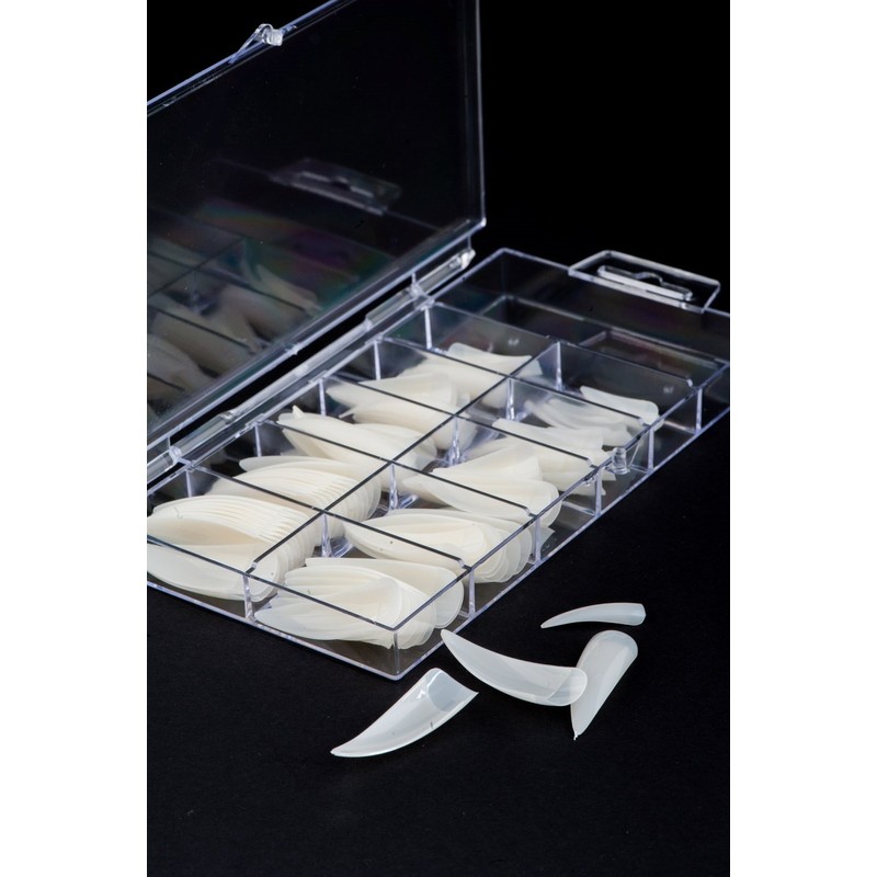 KM Nails 100 Stiletto Tips Natural Assorted Colours in Box