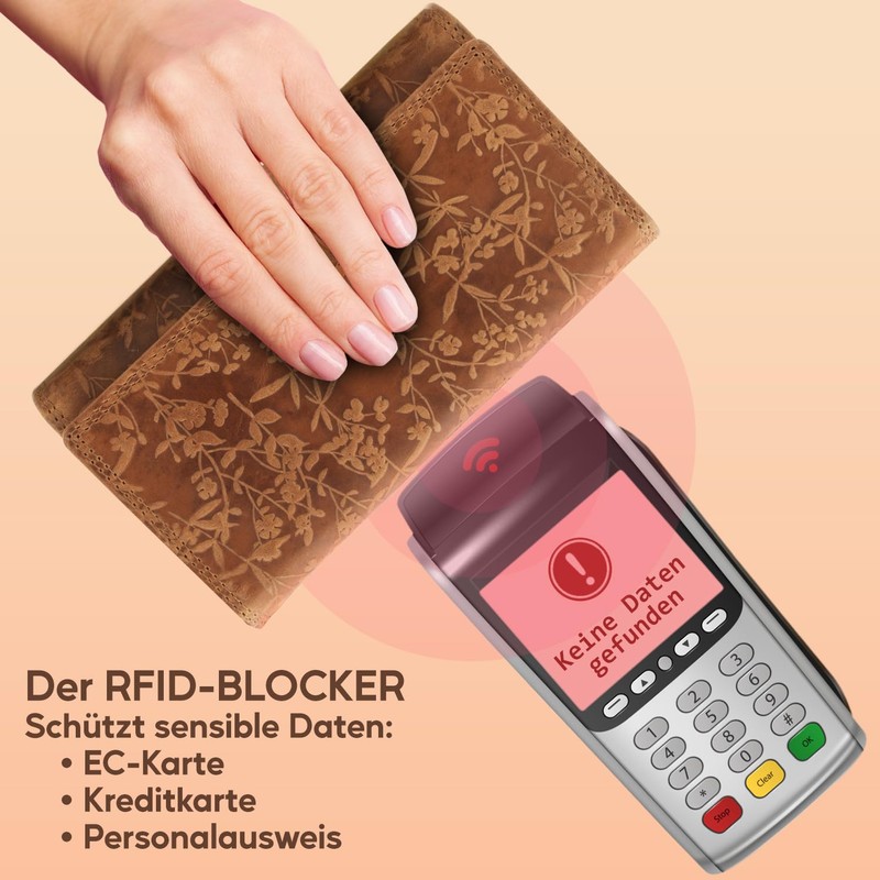 ekavale Women's Large Long Wallet with Press Stud and RFID