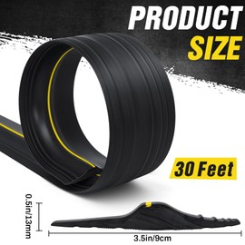Pangda 30 ft Universal Garage Door Bottom Threshold Seal Strip Weather Stripping Replacement Rubber Waterproof DIY Weatherproof Garage Door Threshold Seal Strip, Not Include Sealant, Black