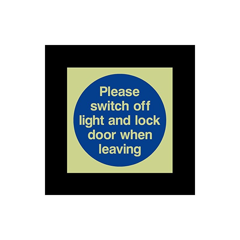 Please switch off light and lock door when leaving Photoluminescent