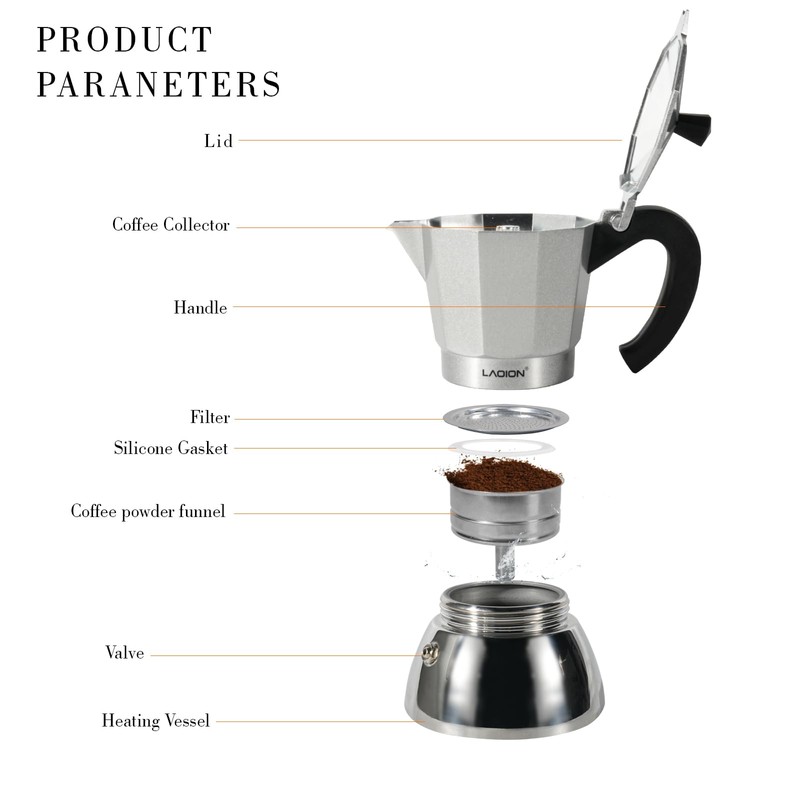 LAOION Stovetop Espresso Maker, 6Cup Moka Pot, Espresso Machine Compatible