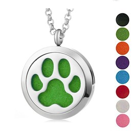 JOYMIAO Aromatherapie Diffusor Anhänger Halskette ätherisches Öl Premium Edelstahl Hund Pfote Medaillon Anhänger