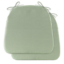 Battilo Chair Cushions for Dining Chairs with Ties, Indoor/Outdoor Kitchen Chair Pad with Non-Slip Backing, Dining Seat Cushion with Machine Washable Removable Cover, 16"x16"x2", Set of 2, Sage Green