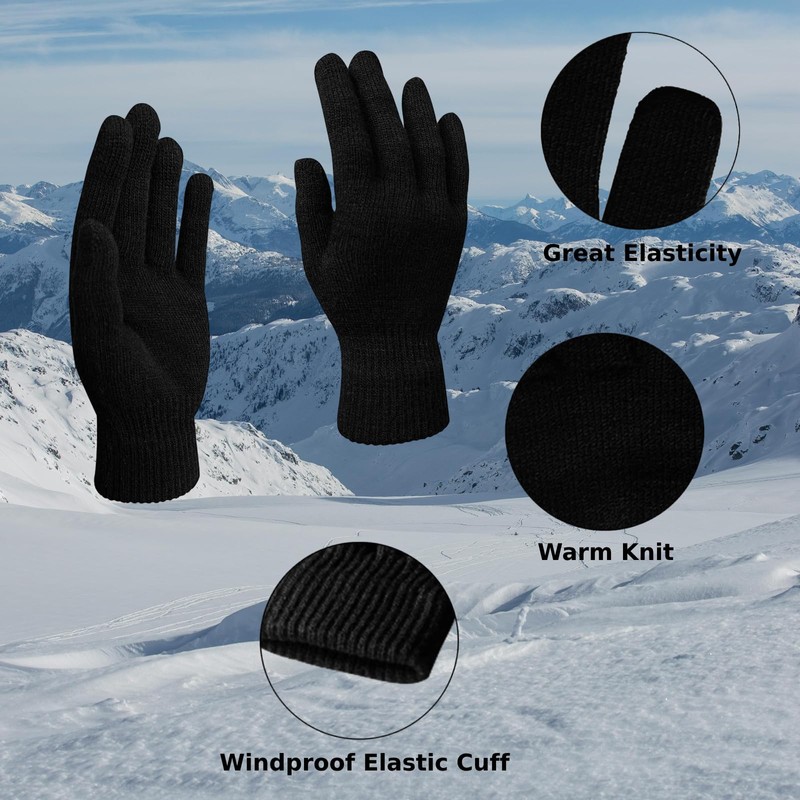 SILEDGN 6 Pairs Winter Gloves for Women Men's Warm Knit