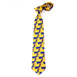 ehbn9 Men Women Funny Yellow Duck Printed Necktie Imitation Silk Cosplay Party Business Suit Ties Neckwear Show Wedding Accessories Yellow+Royal Blue