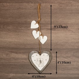 Heart-shaped Wooden Decorative Hanging Handmade Hearts Ornaments for Wedding Party Valentine Christmas Home Decoration Car Decor (#7, 1Pcs)