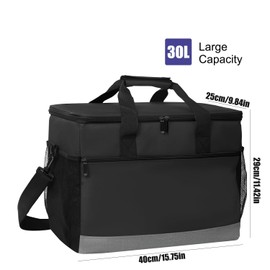 HTRTRR Insulated Cooler Bag, 30L Waterproof Leak-Proof Lunch Tote, Keep Warm and Cold Soft Cooler Picnic Bag for Travel, Camping, Picnics