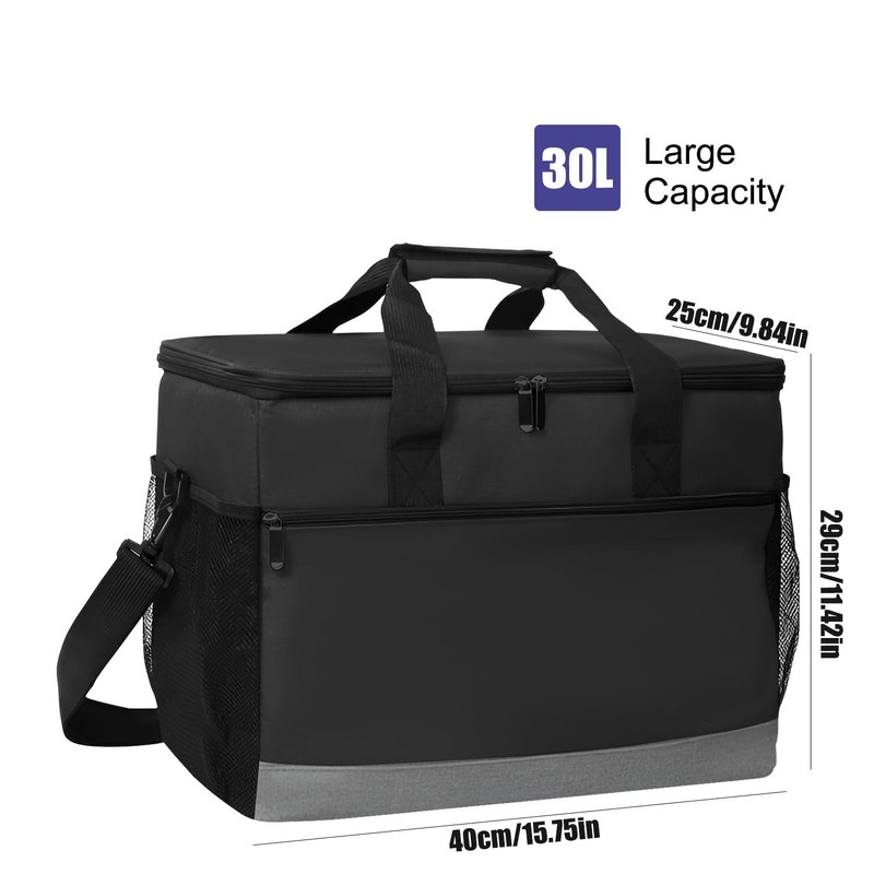 HTRTRR Insulated Cooler Bag, 30L Waterproof Leak-Proof Lunch Tote, Keep