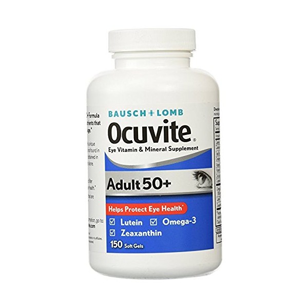 Bausch & Lomb Ocuvite Adult 50+ Eye Vitamin & Mineral Supplement - 2 Bottles, 150 Softgels Each