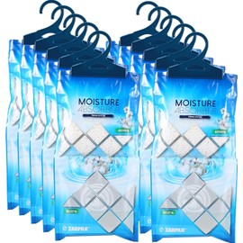 ZARPAX Hanging Moisture Absorber Fresh Cotton 10.6 oz/300g | Moisture Absorbing Bags for Bathroom, Closet, Kitchen & Vehicles | Removes Moisture, Humidity & Odors | Portable Dehumidifier | Set Of 10