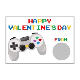 Video Game Theme Valentine's Day Scratch Off Card for Kids, DIY Valentines, Class Valentine, Pack of 24 Cards with Envelopes