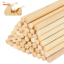 50Pcs Natural Round Wood Dowel Rods, 30cm x 6mm Unfinished Wooden Sticks, Round Woodcraft Sticks, Building Model Wood Craft Sticks, Bamboo Stick Rod Arts Props for DIY Projects Decorations