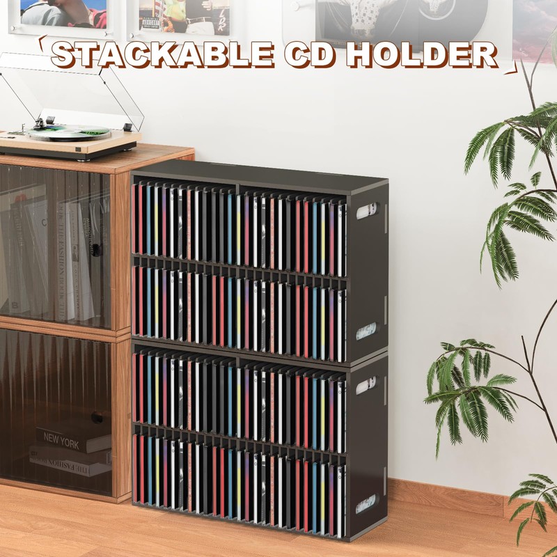 SANFURNEY 52 Slots CD Holder, Wall-Mounted CD Holder Stand