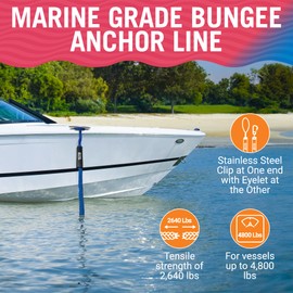 Bungee Anchor Rope Boat Anchor Rope Bungee Anchor Line Elastic Anchor Snubber 7ft to 14ft Blue