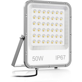 JINABLOSSY LED Outdoor Spotlight 50 W 6500 K Cool White LED Floodlight 42 LEDs Super Bright 5000 LM IP66 Waterproof Outdoor Spotlight for Bright Garden Garage Sports Field Yard Driveway Doors