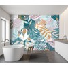YIHWM -Abstract Geometry Botanical Banana Leaf Fabric Wallpaper Living Room