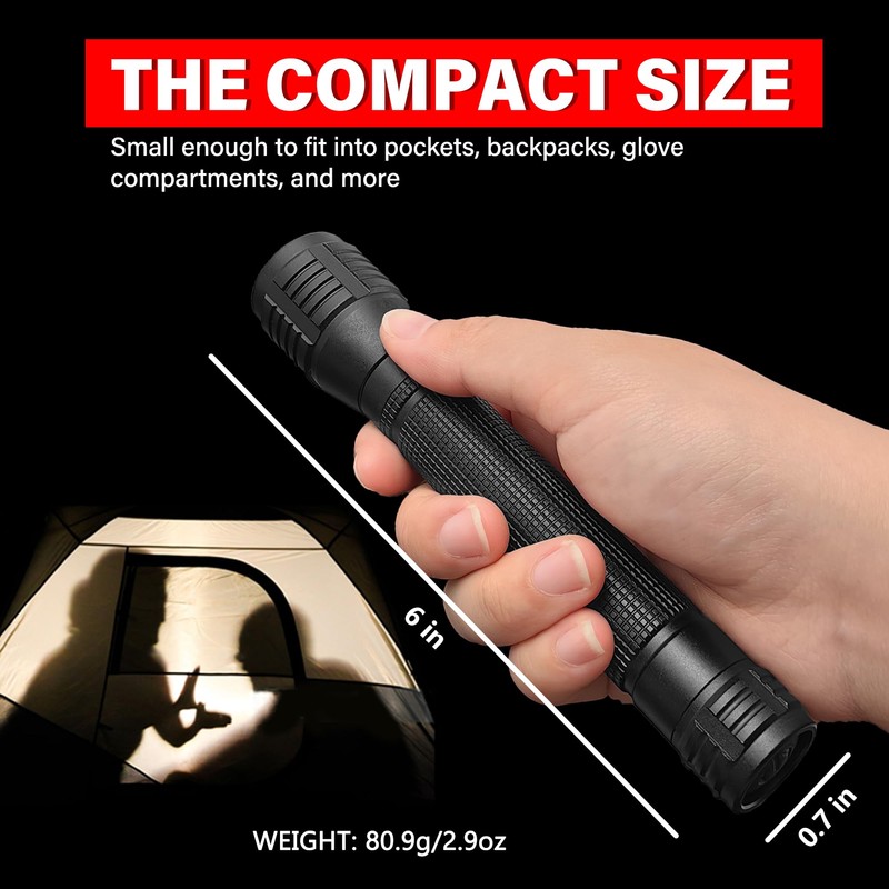 TotaLohan High Lumens Zoomable LED Flashlight, 3 Modes, AA Battery