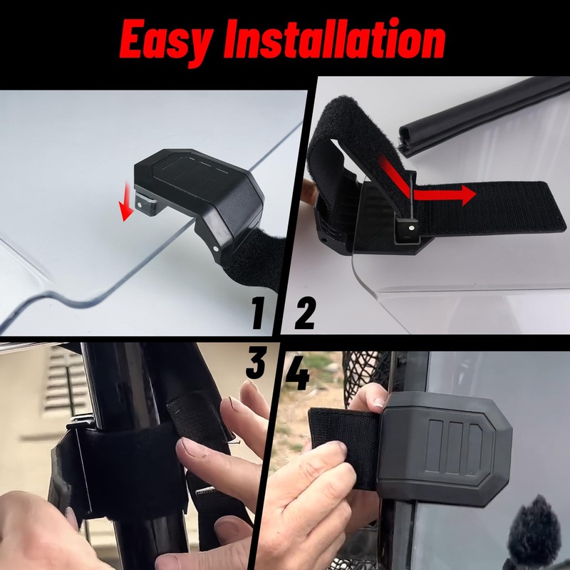 StarknightMT UTV Windshield Clamps-StarknightMT Adjustable Universal Clamp Strap Kit Compatible