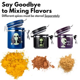 KARCOOL Alien Smell Proof Jar Bundle - 3 Pack (1L+2S), Pottery Smell Proof Container with Bamboo Holder Kit, Versatile Airtight Storage Set Cute Mushroom Gifts for Connoisseur - Purple Black Black