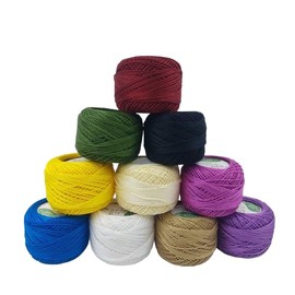 10 Pieces Pearl Cotton Double Shaded Anchor Crochet Cotton Embroidery Thread Balls Size 8 Pearl Balls 2 Ply Crochet Yarn Embroidery (8 Meters Each) (Multicolor 03)