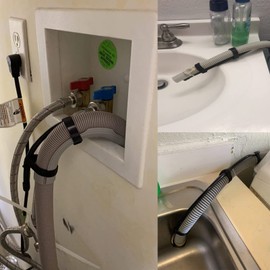 Universal Adjustable Shape Drain Hose Guide Assembly for Kitchen Sink Laundry Tub Washing Machine Discharge Hose Clip Hose Holder Fits All Drain Hose - You can Mold it to fit Your Needs.