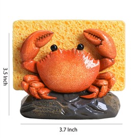 WAIT FLY Resin Crab Sponge Holder for Kitchen Sink Counter, Sponge Dish Rack, Sink Caddy Organizer, Crab Scouring Pad and Dish Sponge Holder