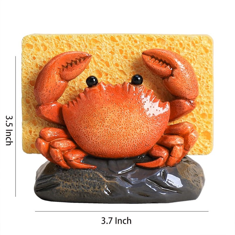 WAIT FLY Resin Crab Sponge Holder for Kitchen Sink Counter,